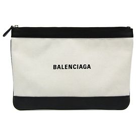 Balenciaga Navy Zip Canvas and Leather Medium