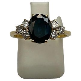 Autre Marque Anillo de oro amarillo con zafiro y diamantes