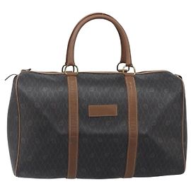 Christian Dior Vintage Honeycomb Boston Canvas and Leather