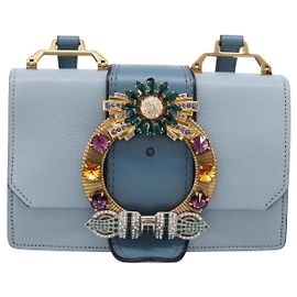 Miu Miu Madras Crystal Buckle Leather Small