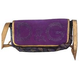Dolce & Gabbana lila Wildleder Schultertasche mit Strass