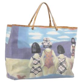Bolsa de mão BURBERRY Canvas Blue Silver Auth 205994A