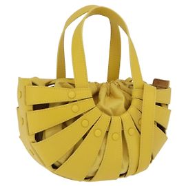 Bottega Veneta Bolsa The Shell em couro 2way Amarela Auth 206926V