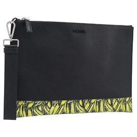 Bolsa de Mão PRADA em Couro Safiano Preto Prata Auth 206786M