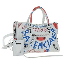 Sac à main Balenciaga The Classic City en cuir 2way White 431621 Auth LN213M