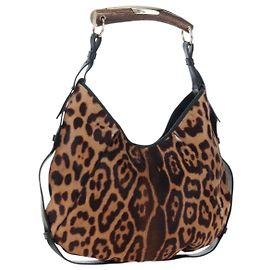 Autre Marque Bolsa de Ombro Saint Laurent Mombasa em Couro Harako Beige Gold Auth am12744SAM