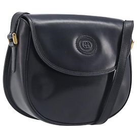 Borsa a Tracolla GUCCI Pelle Nero Oro 007 261 0074 Auth bs37471