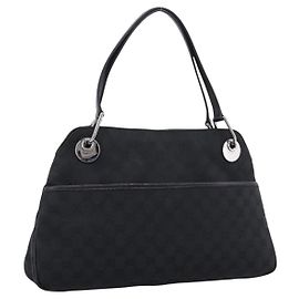 GUCCI GG Canvas Schultertasche Schwarz Silber 121023 Auth 205278V