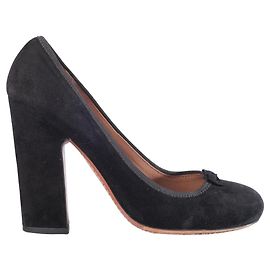 Alaïa Black Suede Bow-Detail Block Heel Pumps