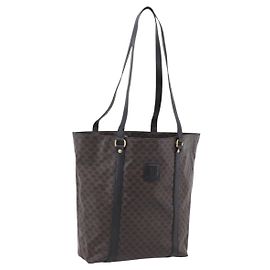 Céline Borsa Tote CELINE Macadam Canvas PVC Pelle Nero Oro Auth 206804