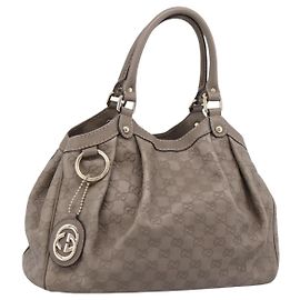 Borsa Tote GUCCI GG Canvas Guccissima in pelle Grigio Oro 211944 Auth 205229V
