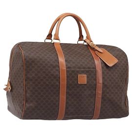 Céline Sac Boston CELINE Macadam PVC Marron Doré Auth gh2383A