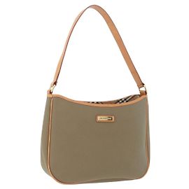 BURBERRY Schultertasche Canvas Beige Gold Tone Auth ka6461