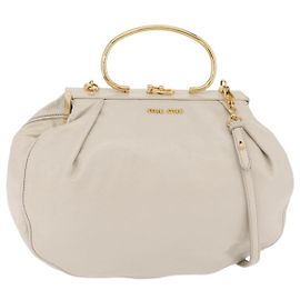 Bolso de mano Miu Miu de cuero 2way White Gold Auth 167659M