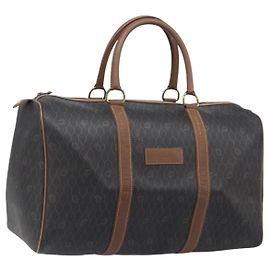 Borsa Boston Christian Dior in tela a nido d'ape PVC Nero Oro Auth ep15856A