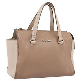 Miu Miu Handtasche aus Leder Beige Silver Auth bs37489