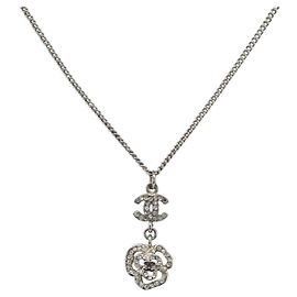 Collier CHANEL Camélia Métal Argenté CC Auth 199739