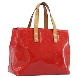 Bolsa de mão LOUIS VUITTON Monogram Vernis Reade PM Red Rouge M91088 LV Auth bs37470