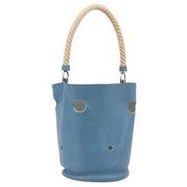 Hermès Bolsa de ombro HERMES Manjoire em couro azul claro prata Auth fm5461A