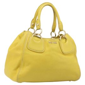 Borsa a mano Miu Miu in pelle Giallo Oro Auth am12779V