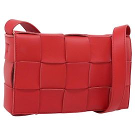 Bottega Veneta MAXI INTRECCIATO Cassette Schultertasche aus Leder Rot Auth LN047V