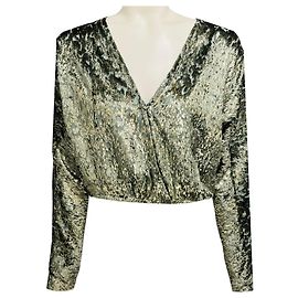 Autre Marque forte_forte Top Riflessi em veludo azul claro / dourado metálico