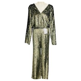 Autre Marque forte_forte Top e Pantaloni a Gamba Larga in Velluto Blu Chiaro / Oro Metallizzato