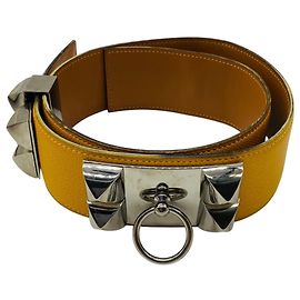 Hermès Hermes Yellow CDC Collier de Chien 70 Epsom Leather Belt with Palladium Hardware