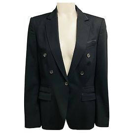 Chaqueta blazer Gucci de crepé de lana negro con ribetes de satén