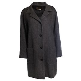 Loro Piana, cappotto in misto cashmere intrecciato blu e marrone