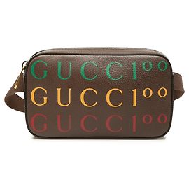 Bolsa de cintura Gucci 100th Anniversary em couro de bezerro Dollar texturizado marrom com logo