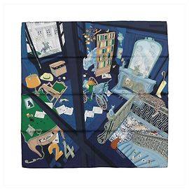 Hermès Carré 90 "MYSTERE AU 24" Lenço de seda em Azul Marinho