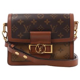 Bolsa Tiracolo Louis Vuitton Dauphine Mini Monogram x Reverse em Castanho