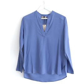 Autre Marque Blanca Vita Tumbergia Camicia Tunica Misto Seta Blu