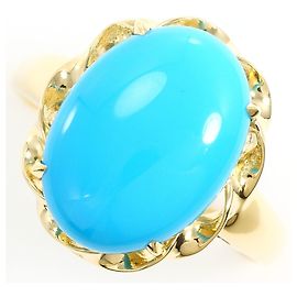 Autre Marque Anillo banda de oro amarillo 18K con turquesa