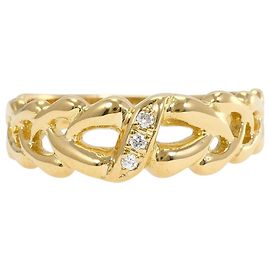 Autre Marque Anello a fascia in oro giallo 18K con diamante