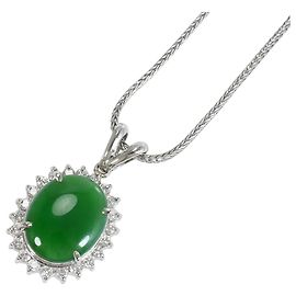 Autre Marque Collana in platino con diamante e giadaite