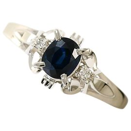 Autre Marque Anel aliança de platina com diamante e safira