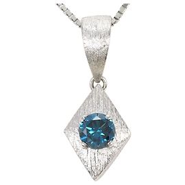 Autre Marque Halskette aus 18K Weißgold mit blauem Diamanten