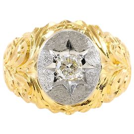 Autre Marque Ehering aus Platin und Gelbgold mit Diamant