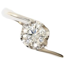 Autre Marque Anel aliança de platina com diamante e safira