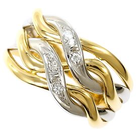 Autre Marque Anel aliança em ouro amarelo 18K e platina com diamante
