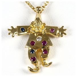 Autre Marque Collana in oro giallo 18K con rubino e zaffiro