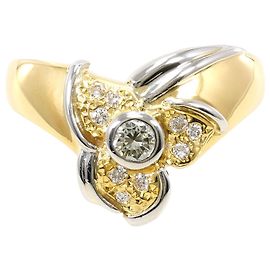 Autre Marque Anello fede in platino PT900 e oro giallo 18K con diamanti