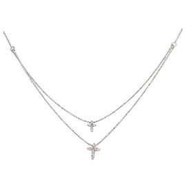 Autre Marque Colar com pendente de ouro branco e diamantes