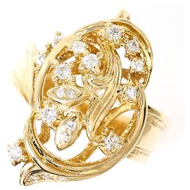 Autre Marque Anel aliança em ouro amarelo 18K com diamante
