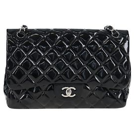 Chanel Vintage Classic Double Flap Quilted Patent Medium