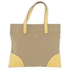 Prada Lux Convertible Open Tote Canvas and leather