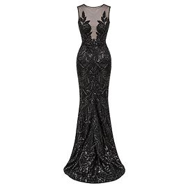 Autre Marque Frédéric Alzra Lyon Meerjungfrau-Abendkleid mit Paillettenstickerei und Stola – XS