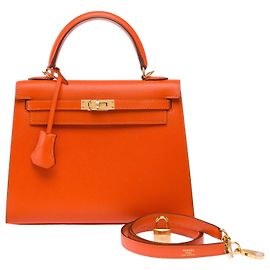 Hermès Bolsa HERMES Kelly 25 em Couro Laranja - 103948
